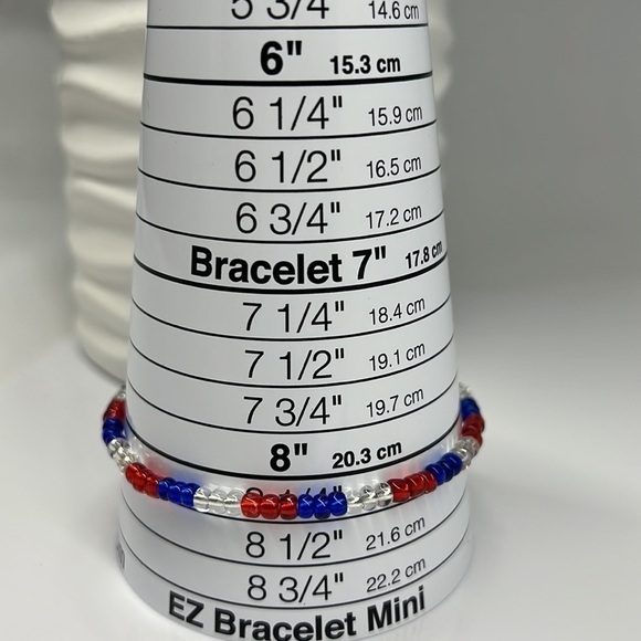 STRETCH Beaded Anklet Red White & Blue - Picture 4 of 9
